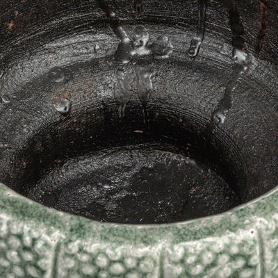 Embossed Terracotta Footed Vase