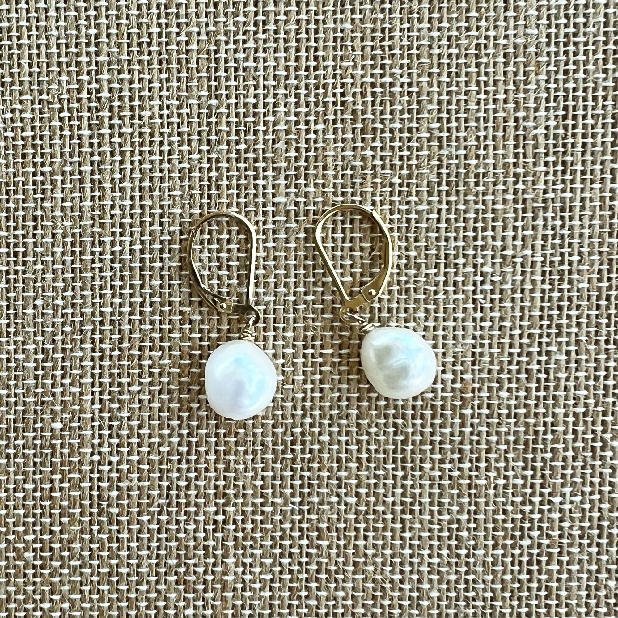 Pearl Drop Leverback Earrings