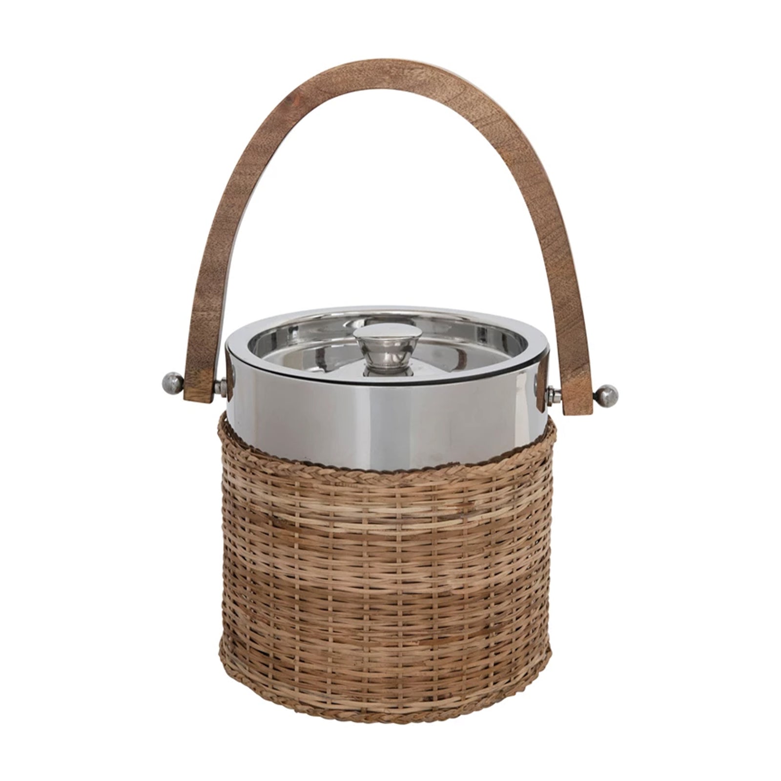 Woven Rattan Stainless Steel Ice Bucket