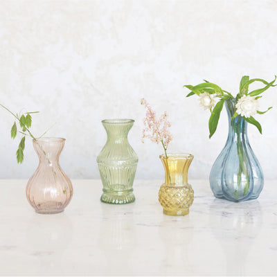 Debossed Green Glass Vase