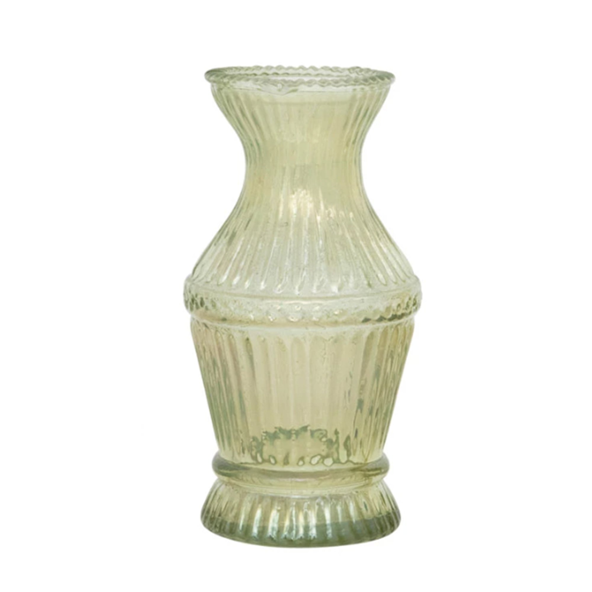 Debossed Green Glass Vase