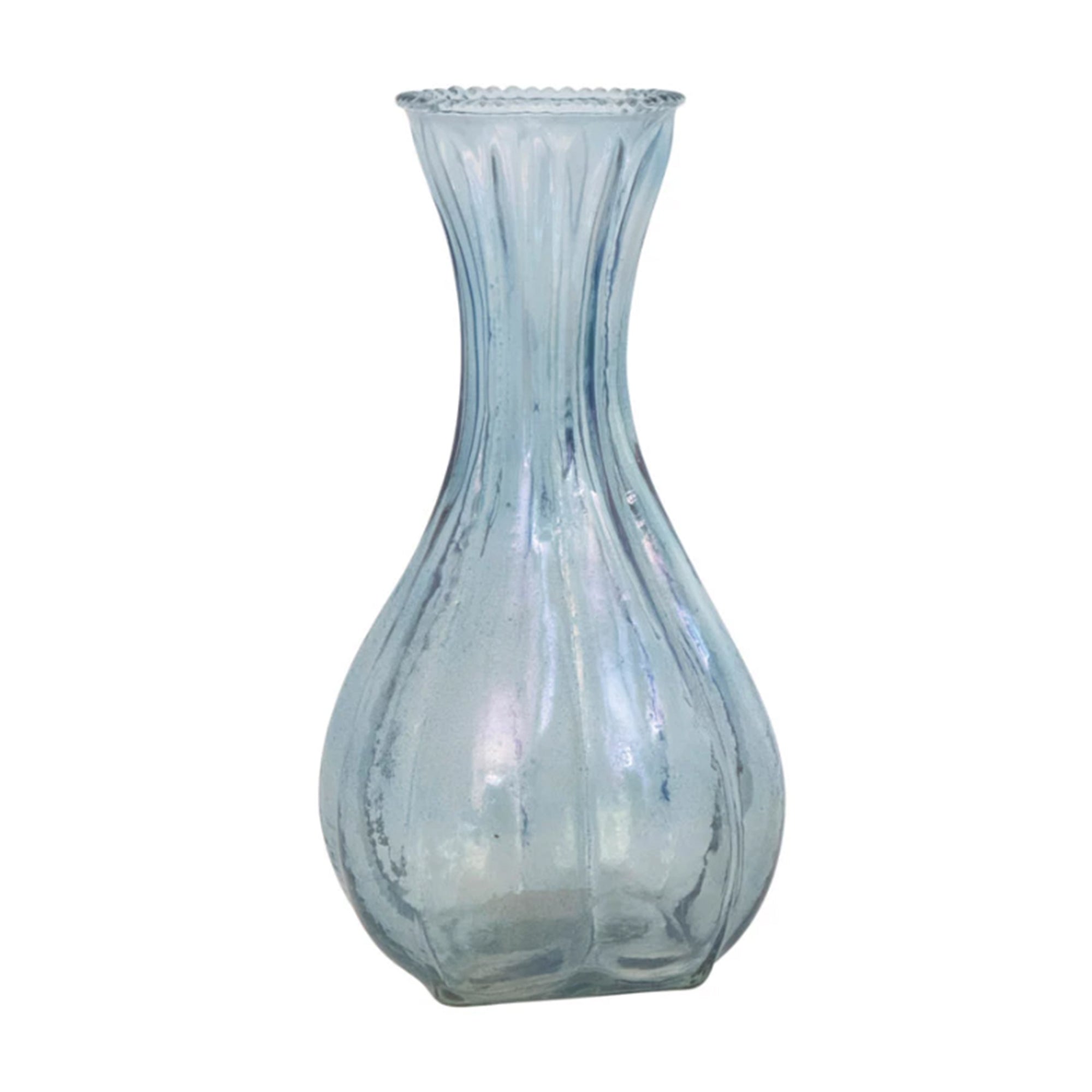 Debossed Blue Glass Vase