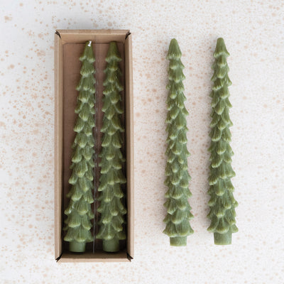 Light Green Tree Taper Candle Set