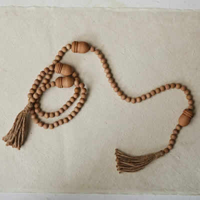 Wood Bead Garland with Acorns