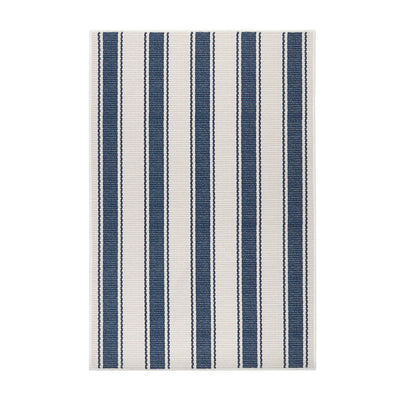 Blue Awning Stripe Washable Rug