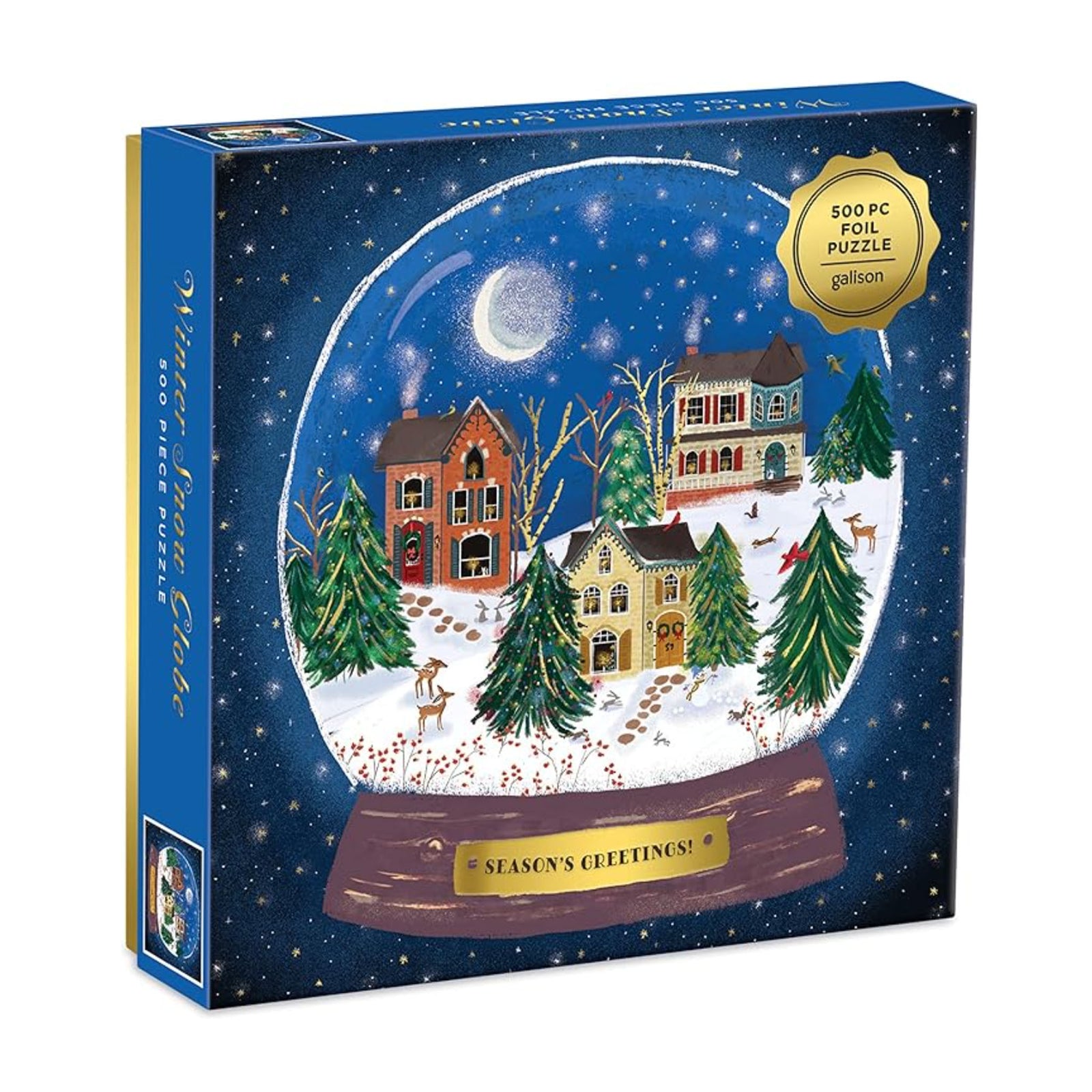 Winter Snow Globe Gold Foil Puzzle