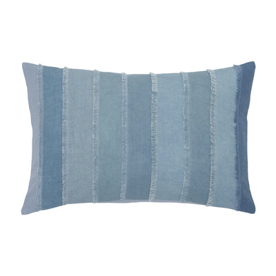 Fringed Light Indigo Pillow Cover