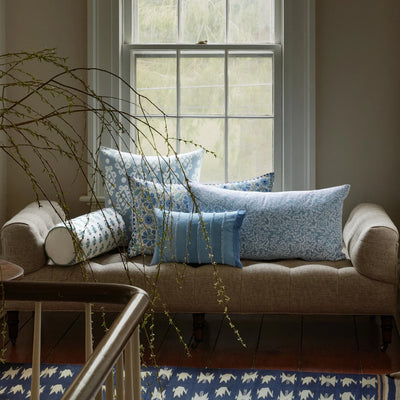 Fringed Light Indigo Pillow