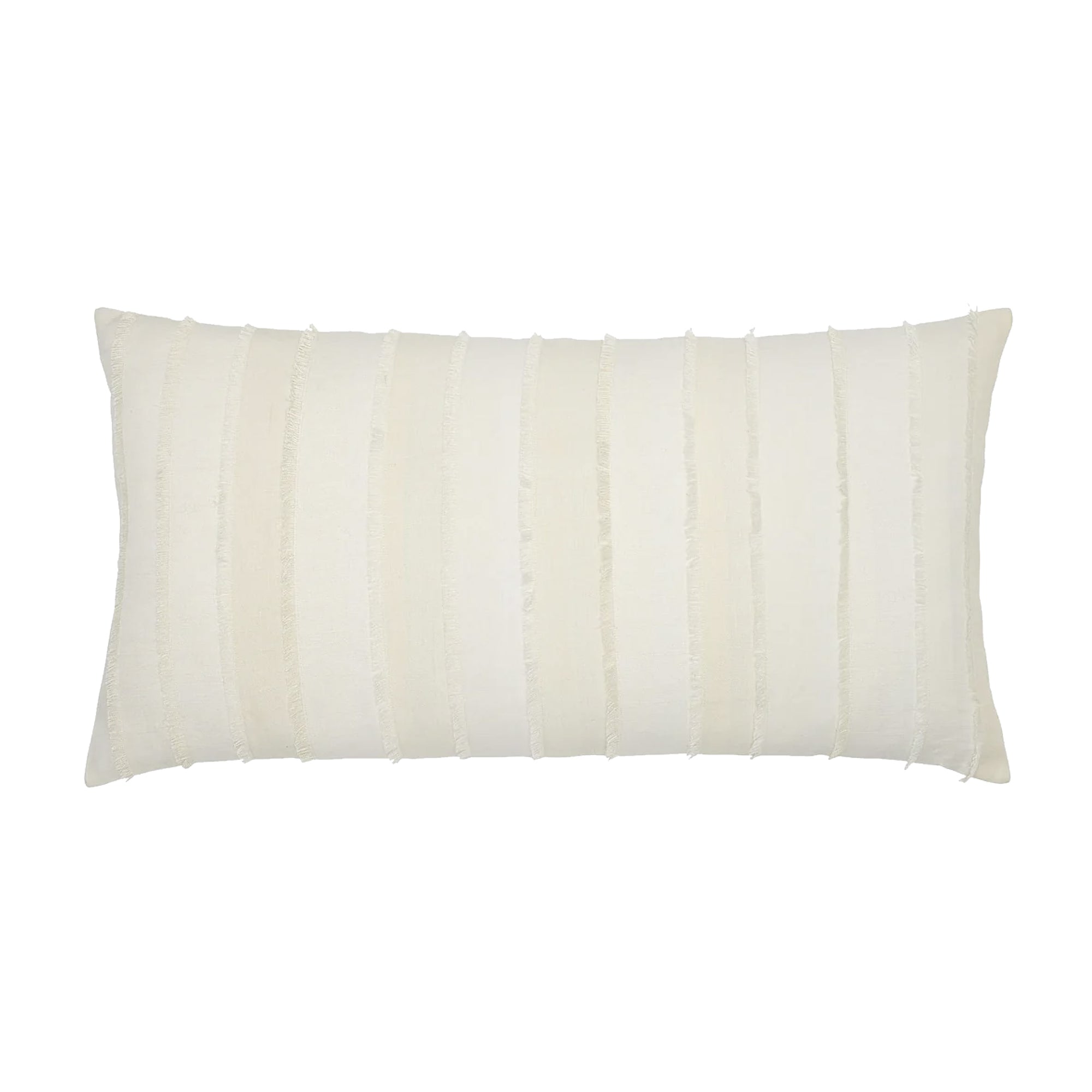 Fringed White Bolster Pillow Cover