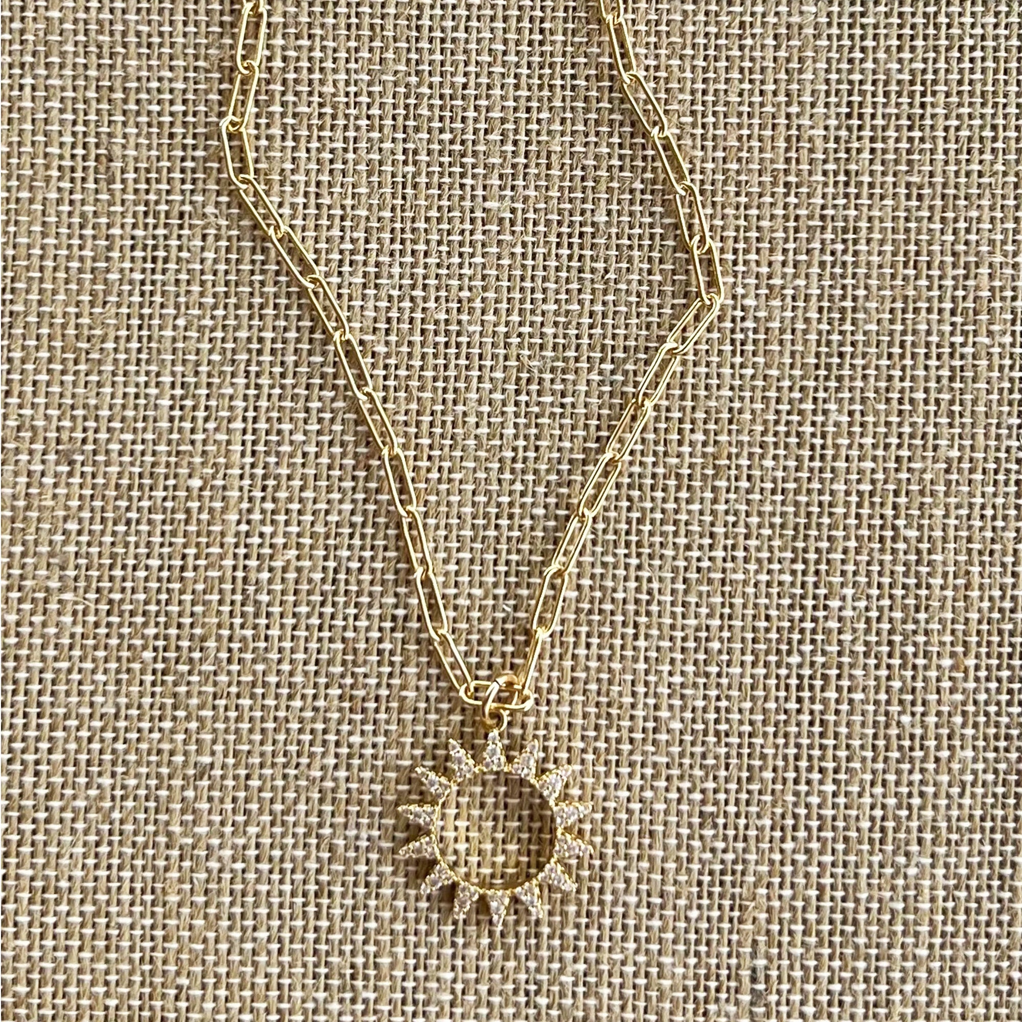 Shine Sun Paperclip Chain Necklace