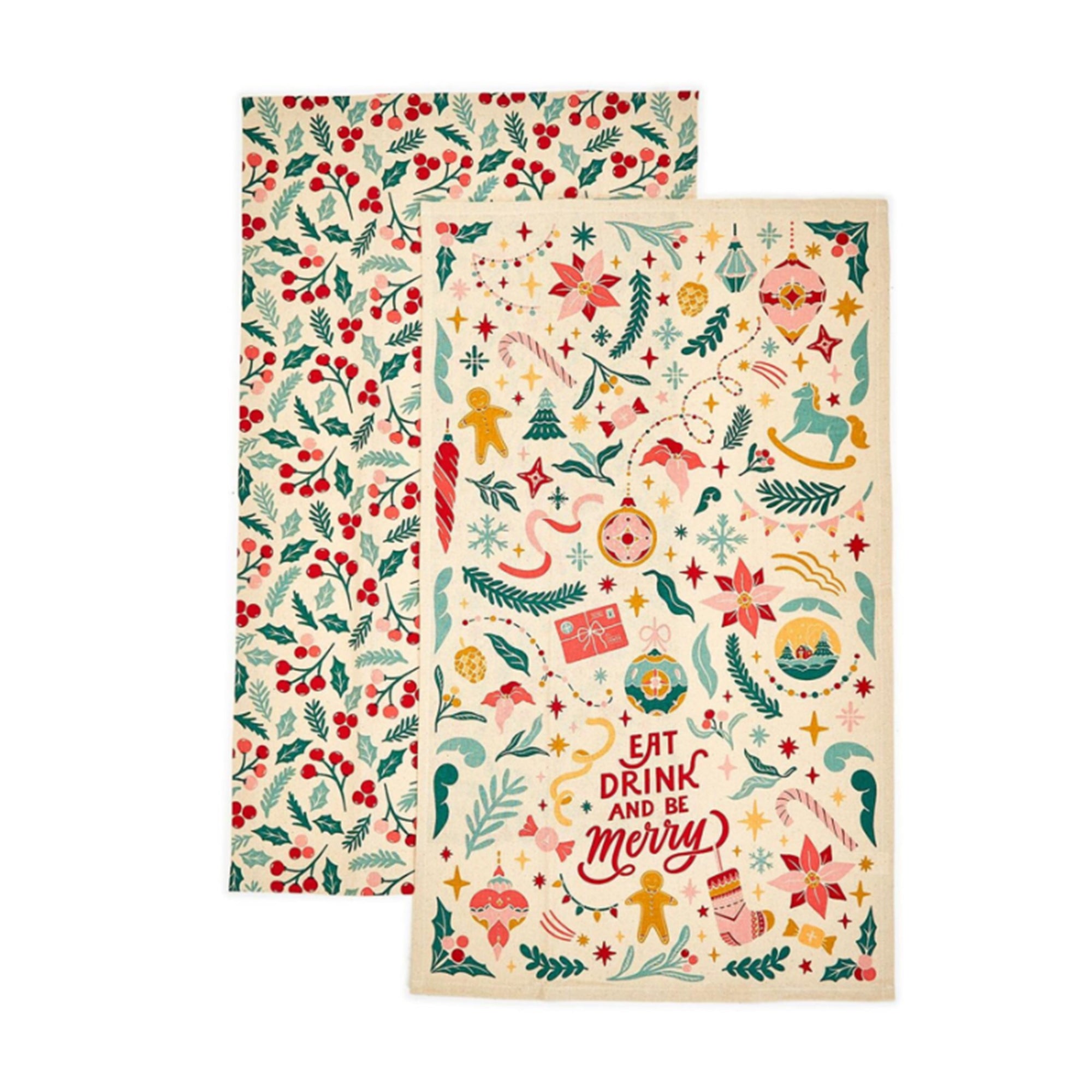 Be Merry Vintage Christmas Dish Towels