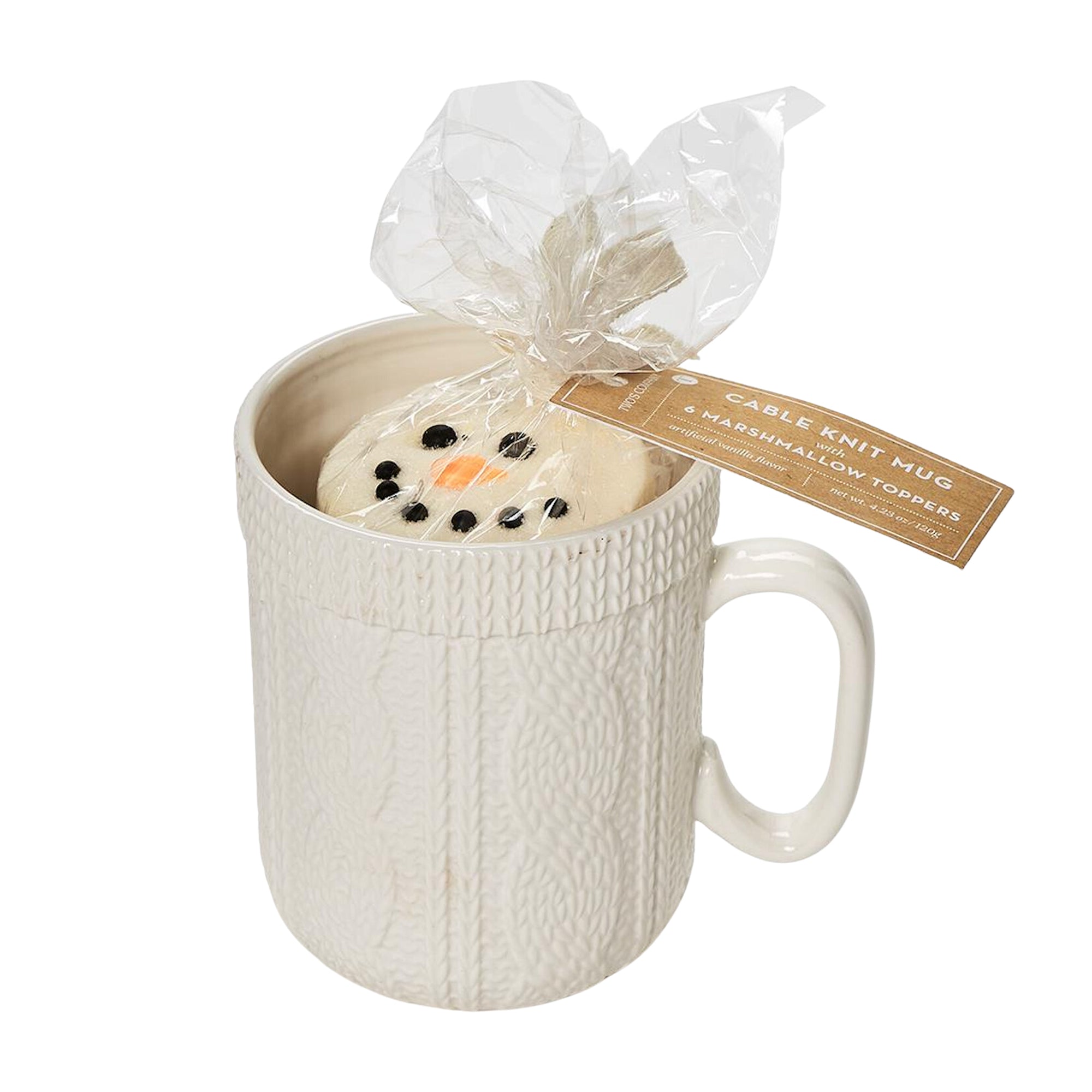 Cable Knit Mug with Snowman Marshmallow Toppers