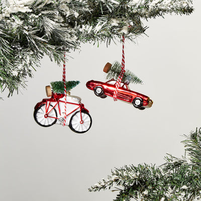 Christmas Tree on Bicycle Ornament