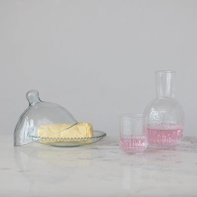 Embossed Carafe and Drinking Glass Set