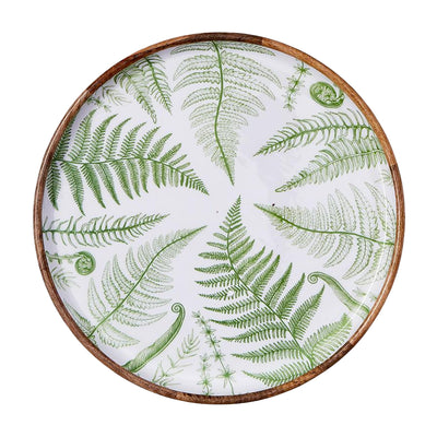 Fanciful Fern Wood Round Tray