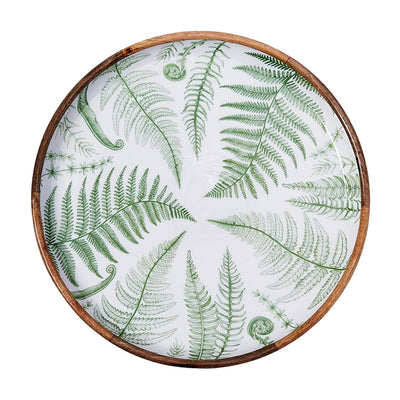 Fanciful Fern Wood Round Tray