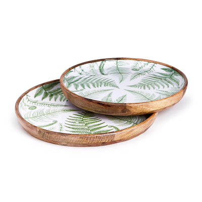 Fanciful Fern Wood Round Tray