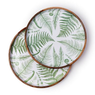 Fanciful Fern Wood Round Tray