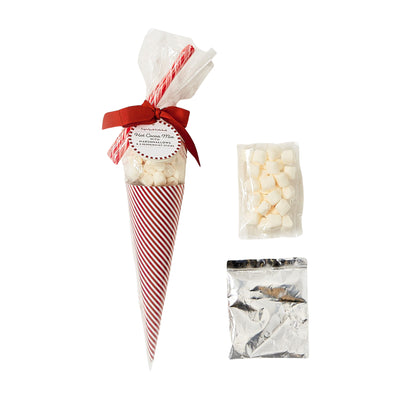 Hot Chocolate Mix Cone with Marshmallows and Peppermint Sticks