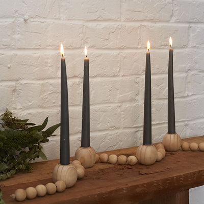 Wooden Bead Taper Candleholder