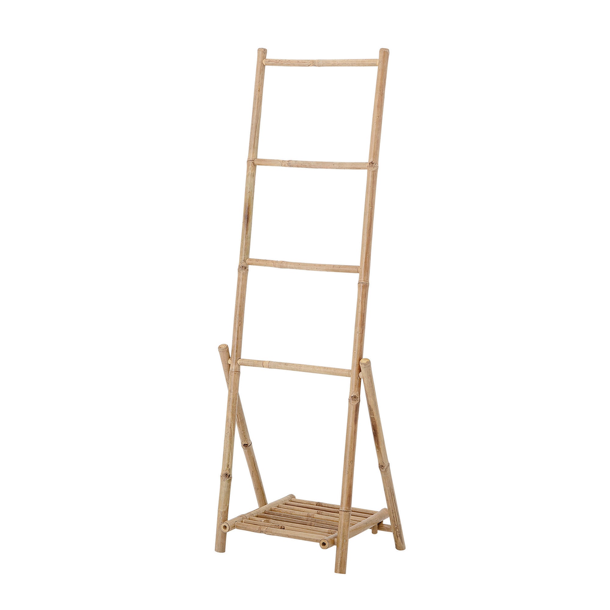 Bamboo Folding Ladder with Bottom Shelf