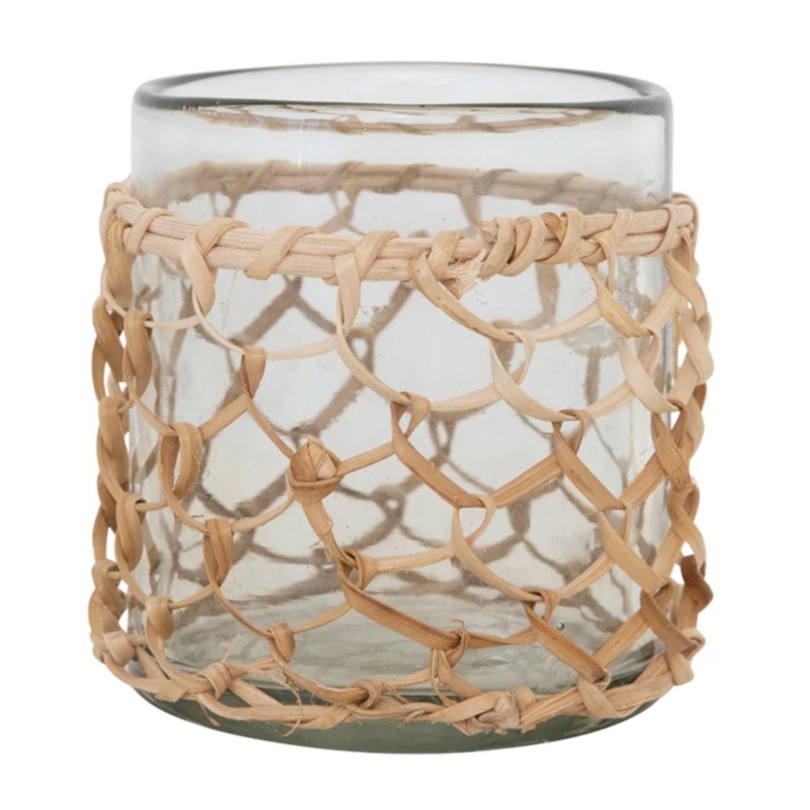 Glass Rattan Wrapped Votive Holder