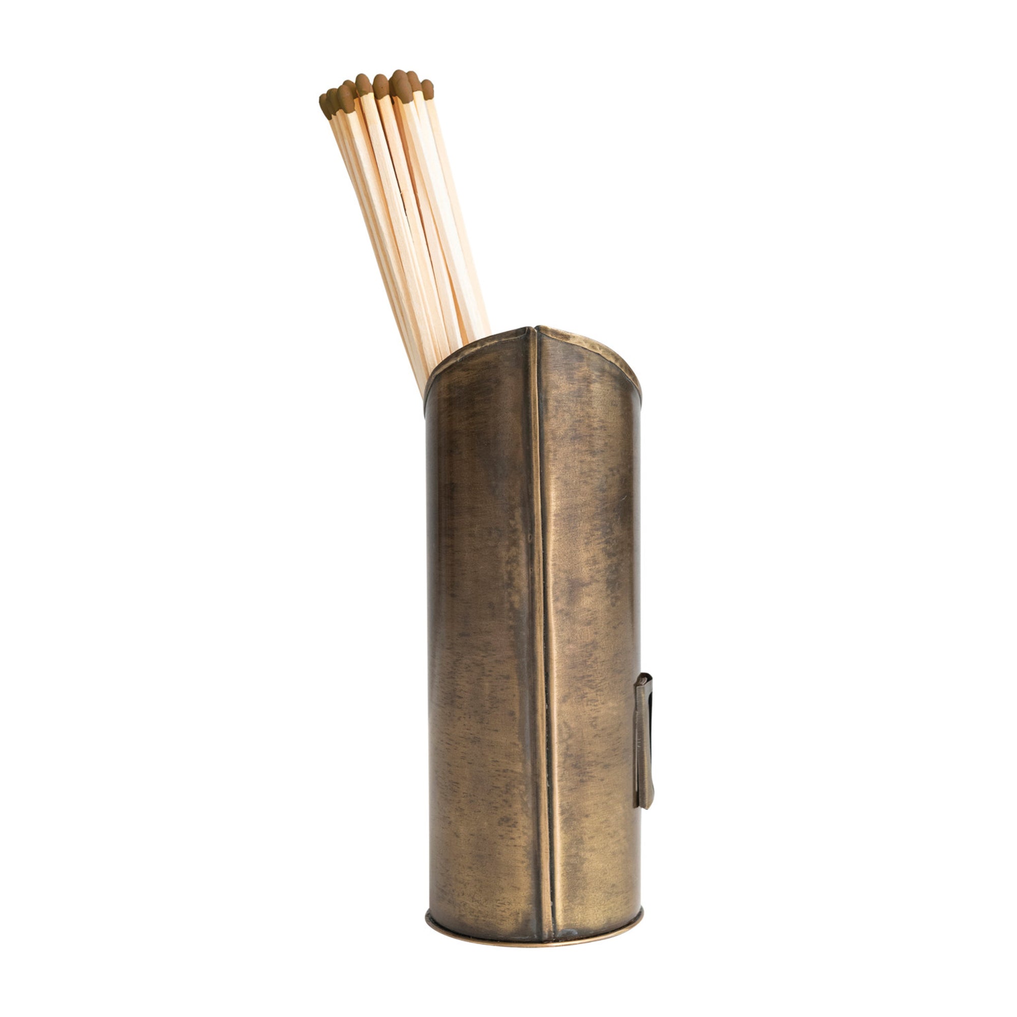 Antique Brass Matchstick Holder with Safety Matches
