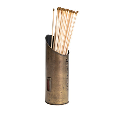 Antique Brass Matchstick Holder with Safety Matches