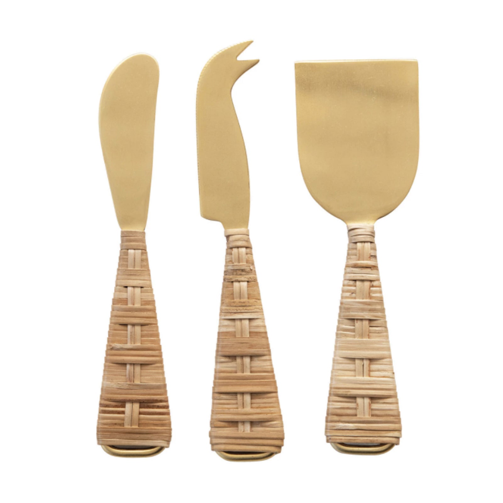 Cheese Knives with Rattan Wrapped Handles